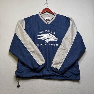 58 Sports Windbreaker Men Large Nevada Wolf Pack V-Neck Pullover 90s Vintage